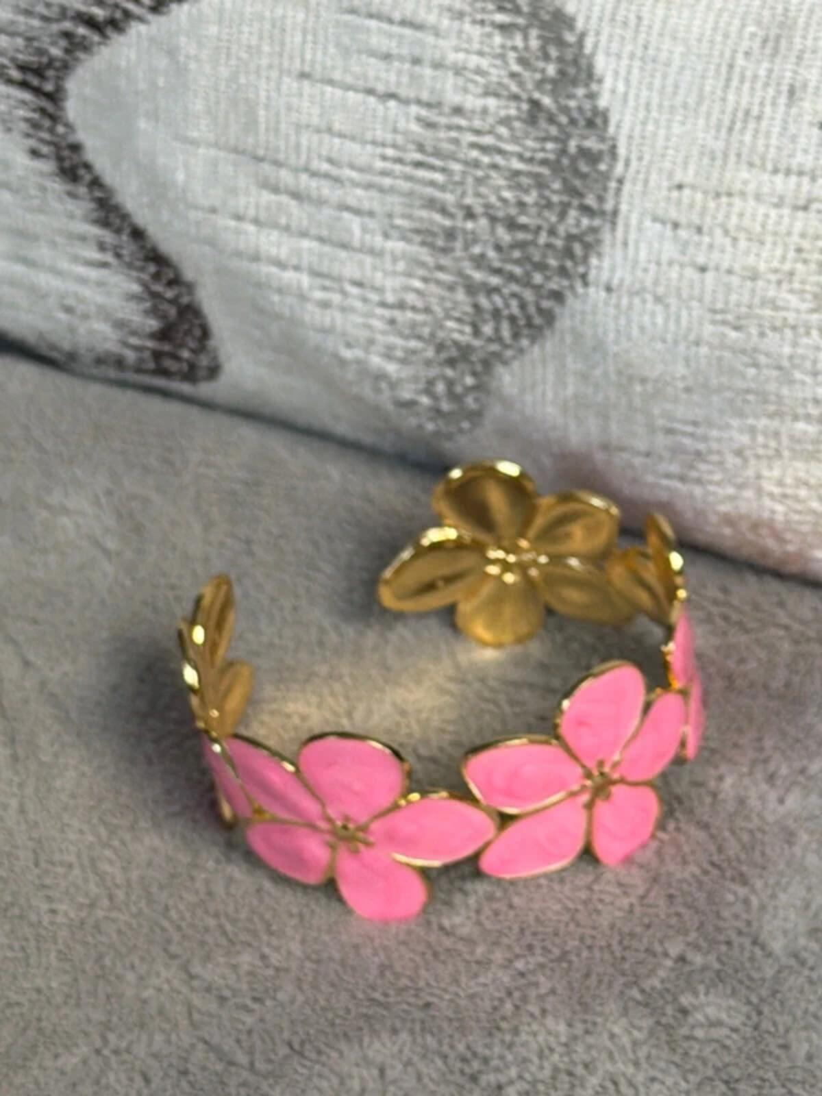 gold flower summer jewellery cuff bracelet bangle party wear holiday wedding evening wear bk947