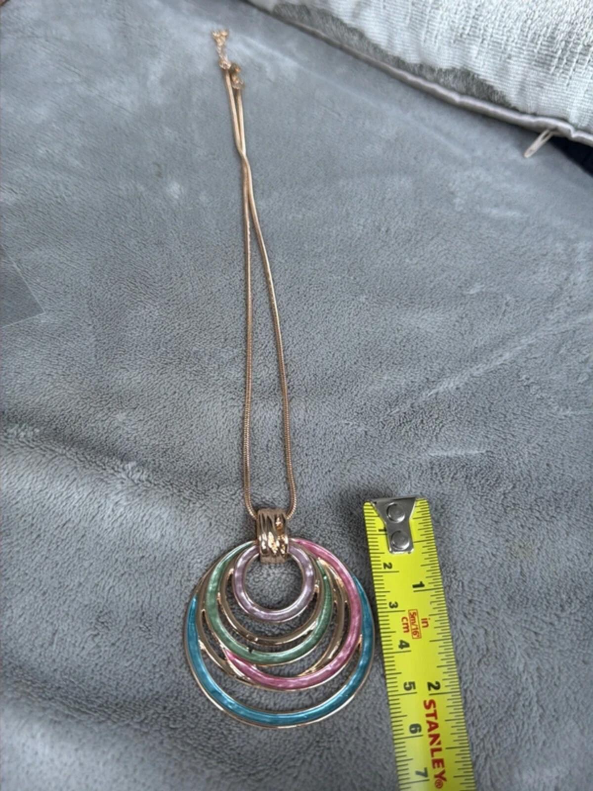 Pink colour vintage bohemian colour round circle pendant chic necklace gift