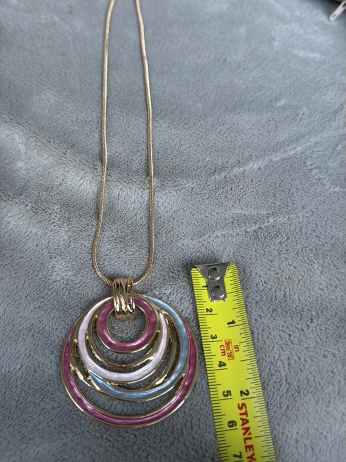 Rose pink gold y2k vintage bohemian colour round circle pendant chic necklace gift gorgeous