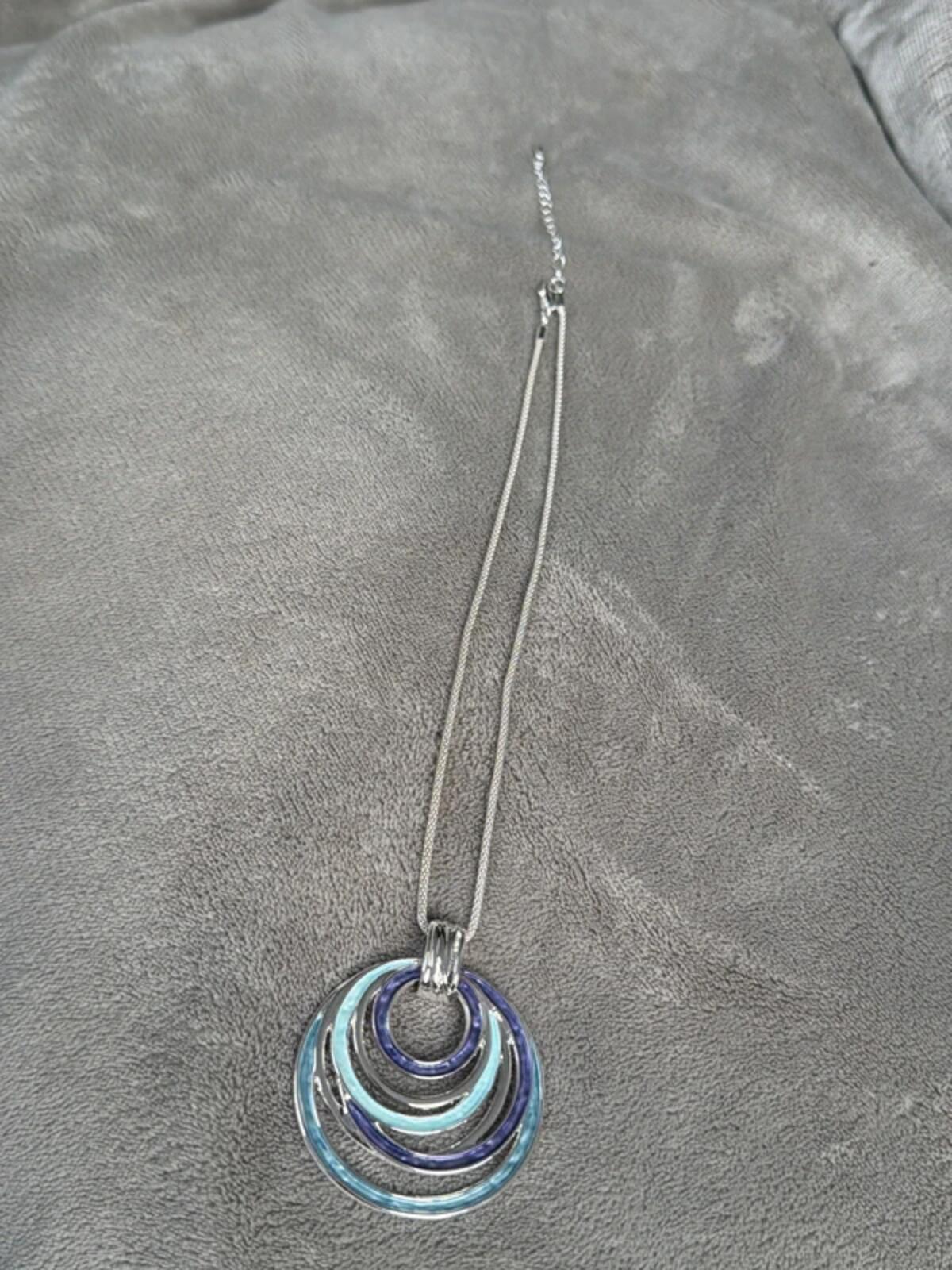 Blue silver gorgeous vintage bohemian colour round circle pendant chic necklace gift