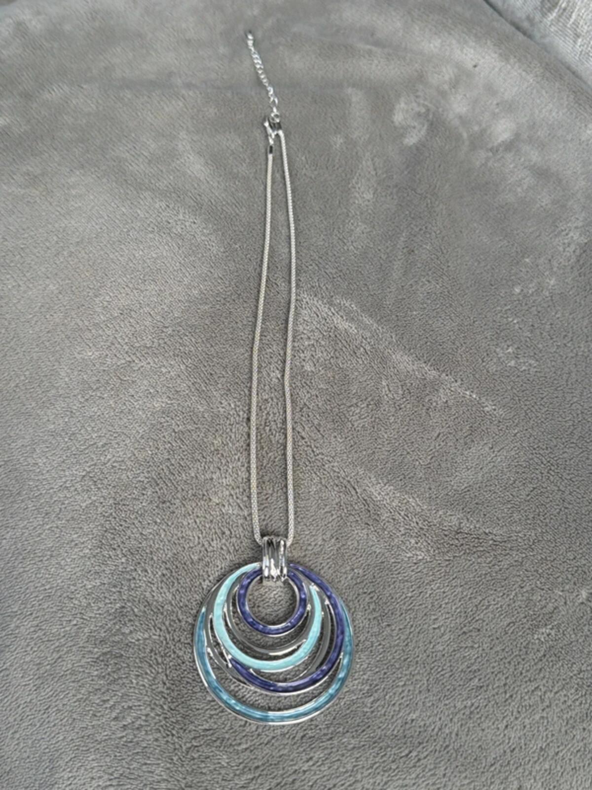 Blue silver gorgeous vintage bohemian colour round circle pendant chic necklace gift