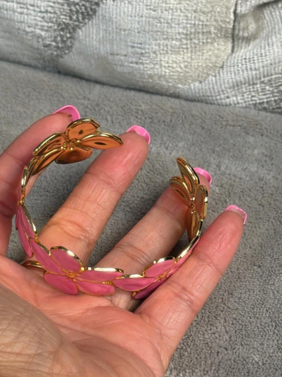 gold flower summer jewellery cuff bracelet bangle party wear holiday wedding evening wear bk947