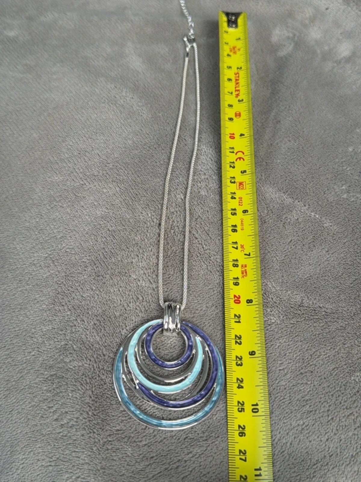 Blue silver gorgeous vintage bohemian colour round circle pendant chic necklace gift