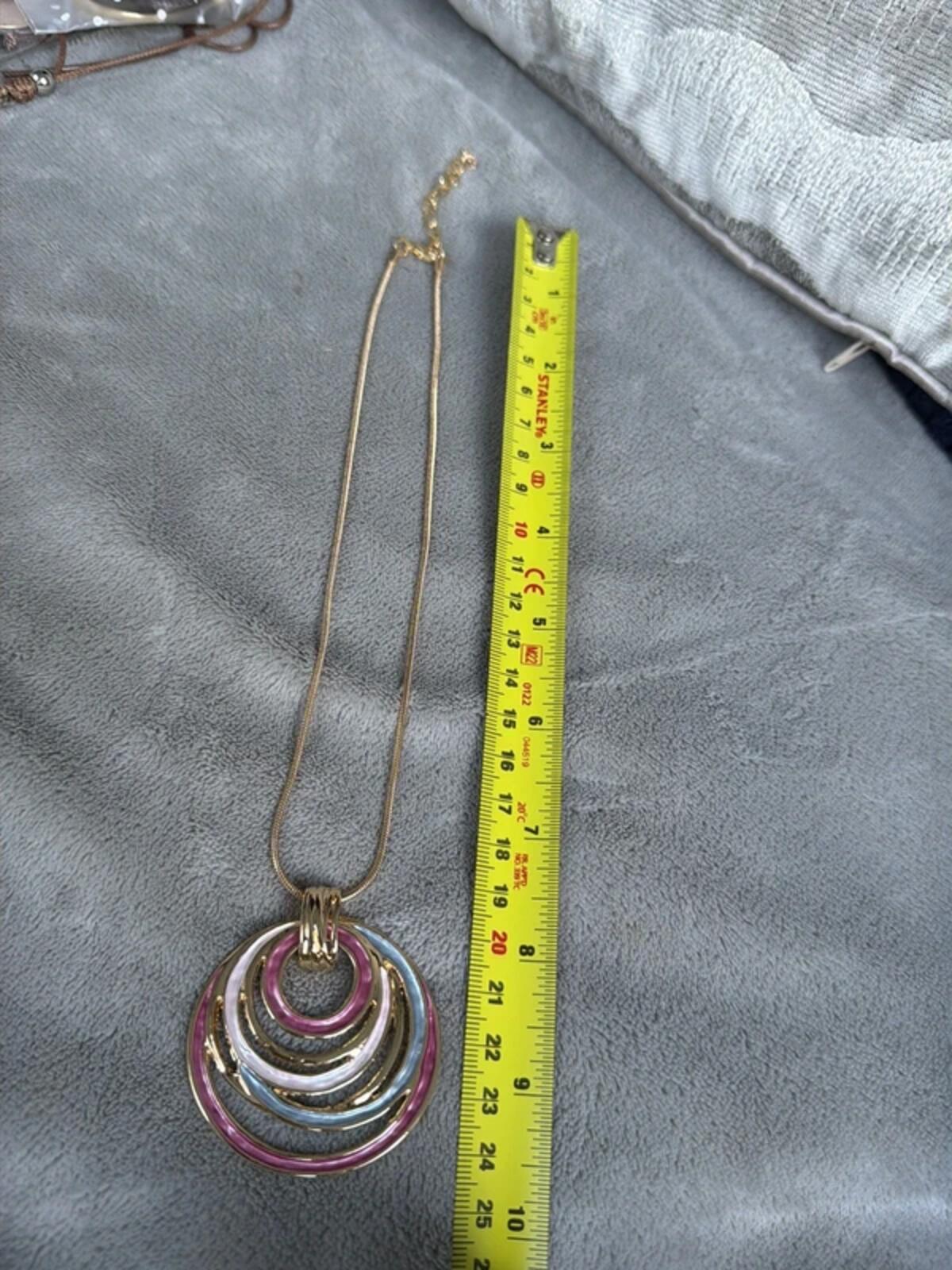 Rose pink gold y2k vintage bohemian colour round circle pendant chic necklace gift gorgeous
