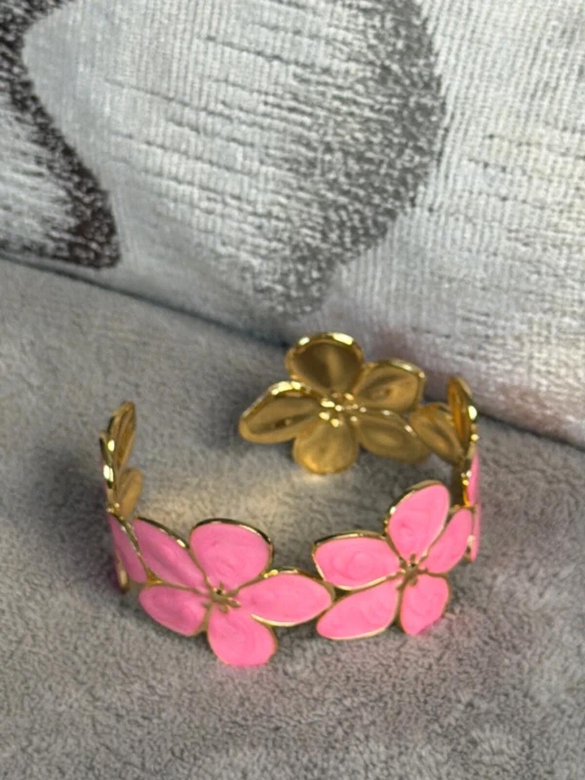 gold flower summer jewellery cuff bracelet bangle party wear holiday wedding evening wear bk947