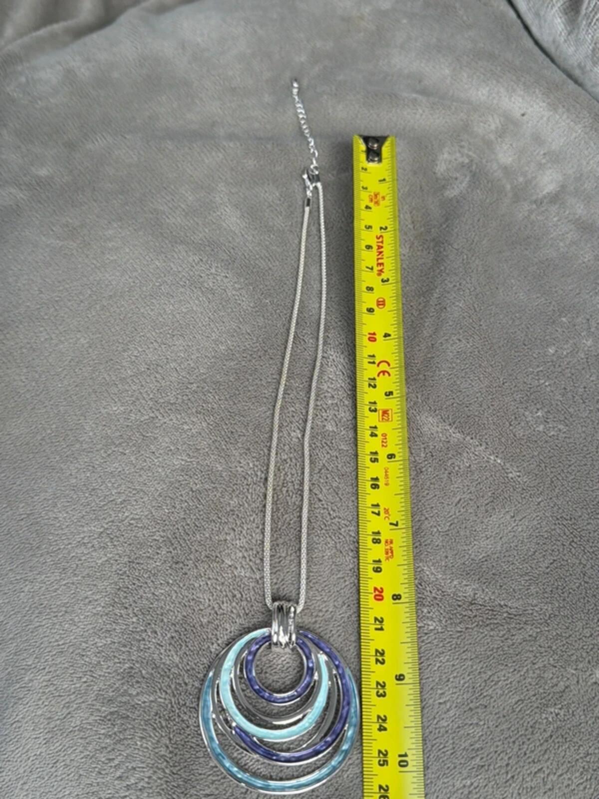 Blue silver gorgeous vintage bohemian colour round circle pendant chic necklace gift