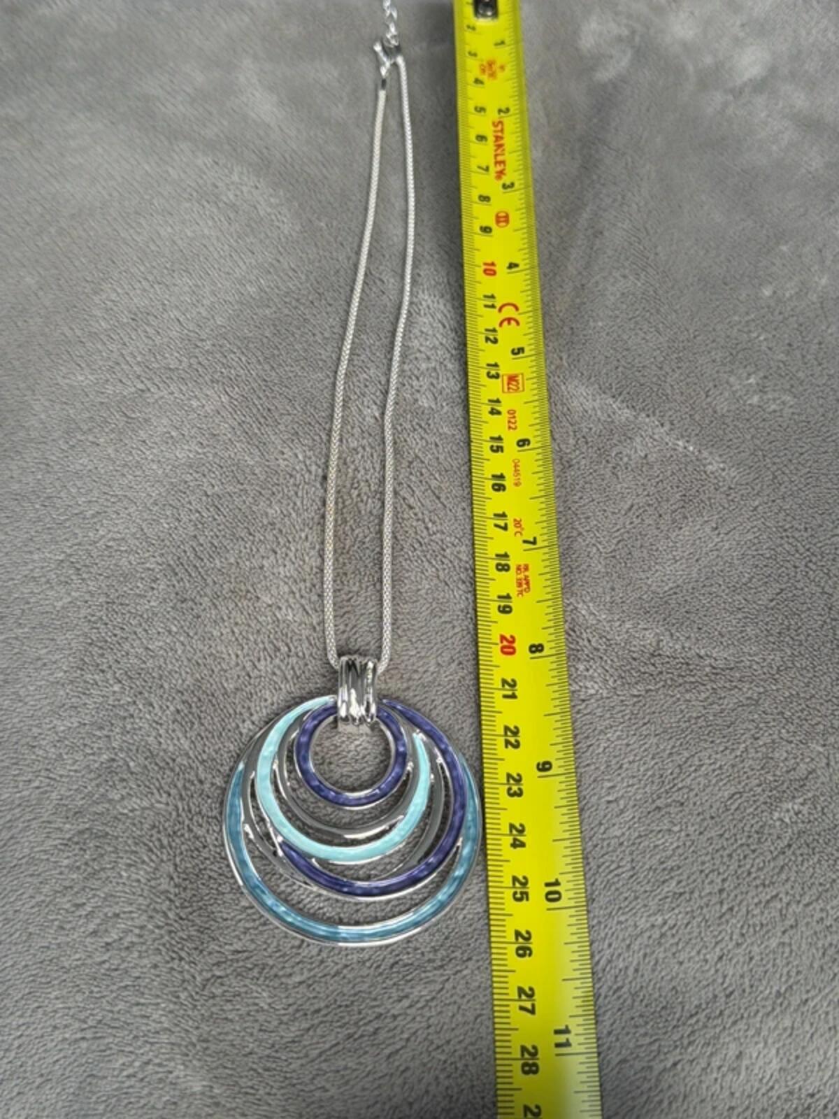 Blue silver gorgeous vintage bohemian colour round circle pendant chic necklace gift