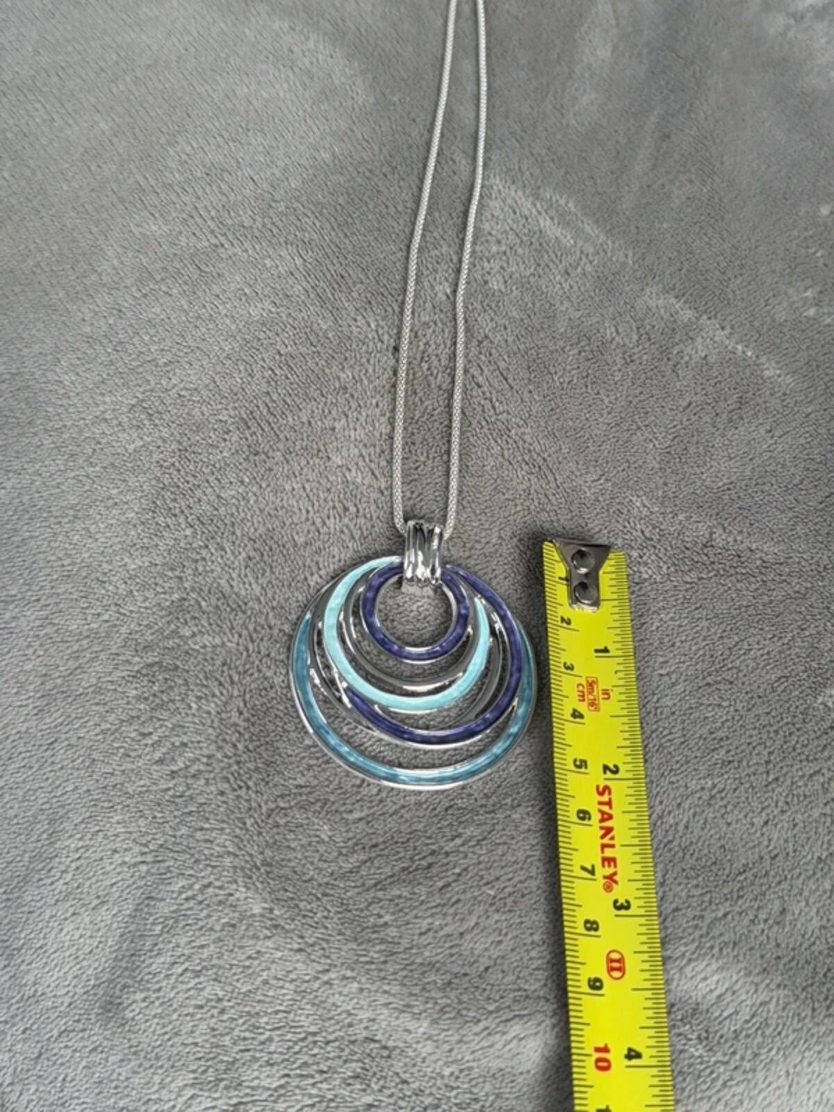 Blue silver gorgeous vintage bohemian colour round circle pendant chic necklace gift