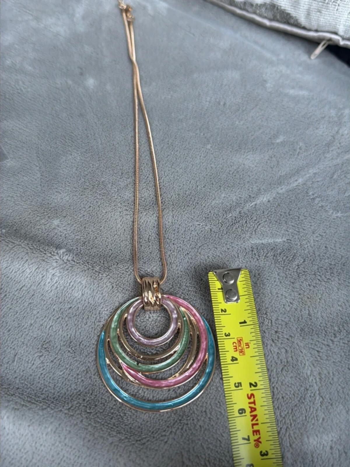 Pink colour vintage bohemian colour round circle pendant chic necklace gift