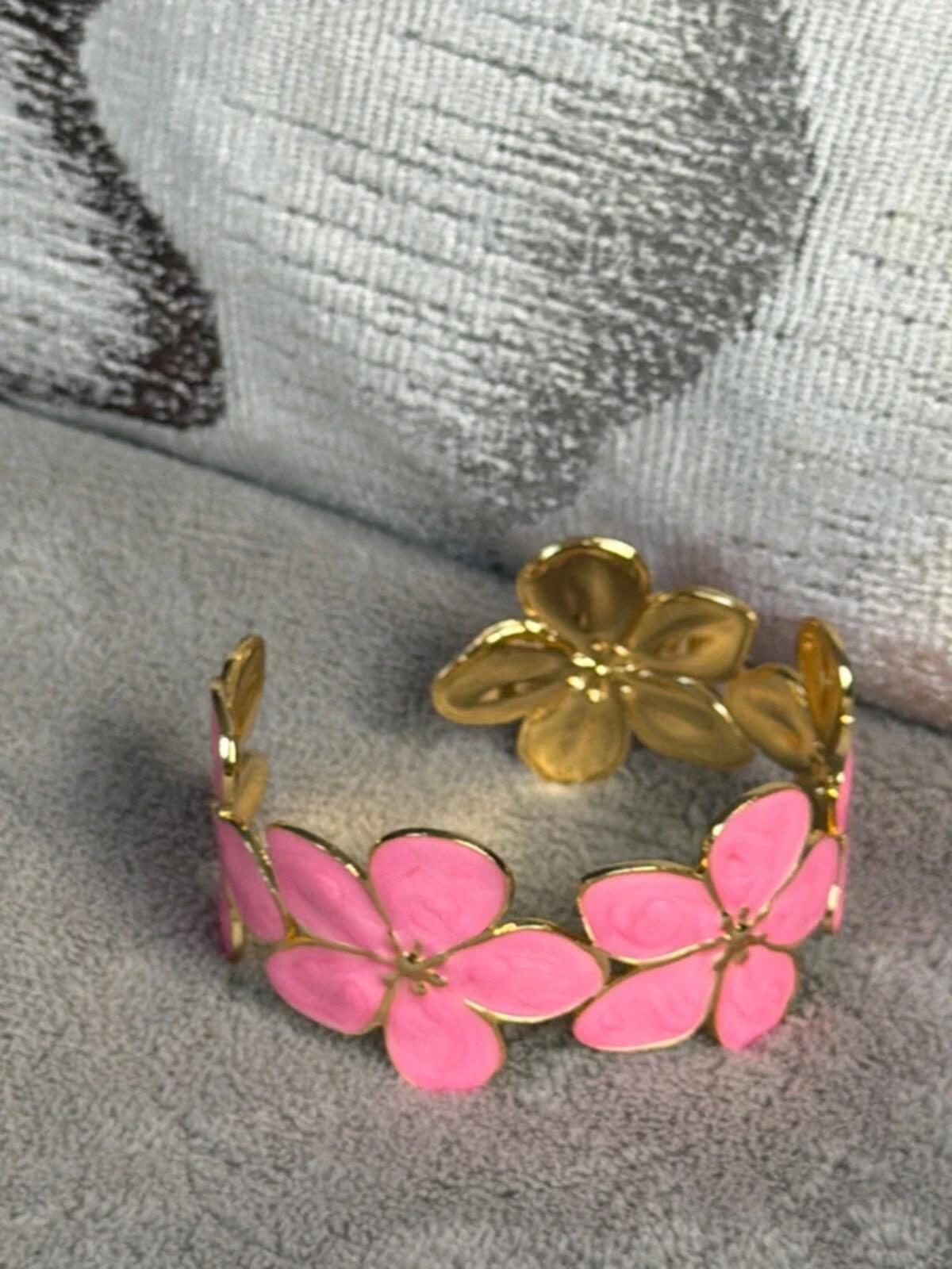 gold flower summer jewellery cuff bracelet bangle party wear holiday wedding evening wear bk947
