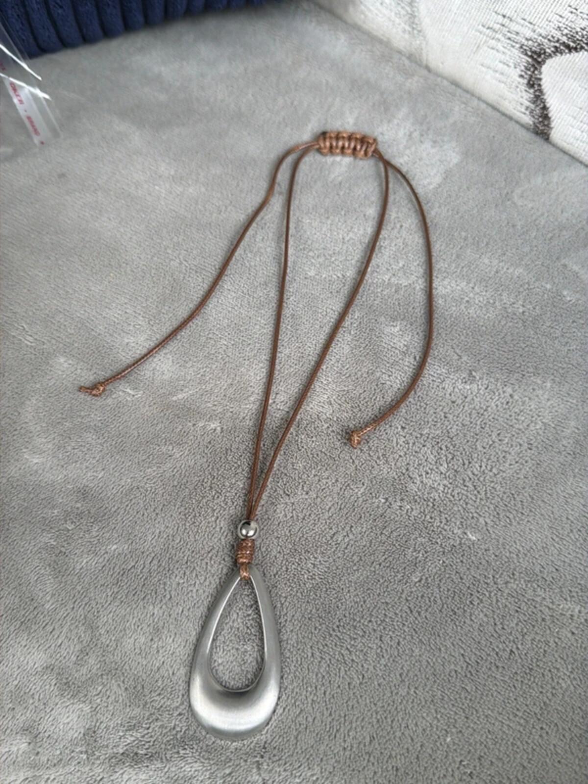 Adjustable silver colour   tear drop  pendant boho bohemian necklace rustic y2k bestseller