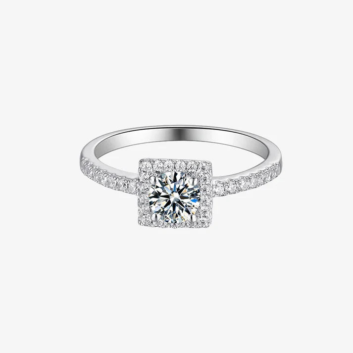 Moissanite Halo Engagement Ring 0.5CT