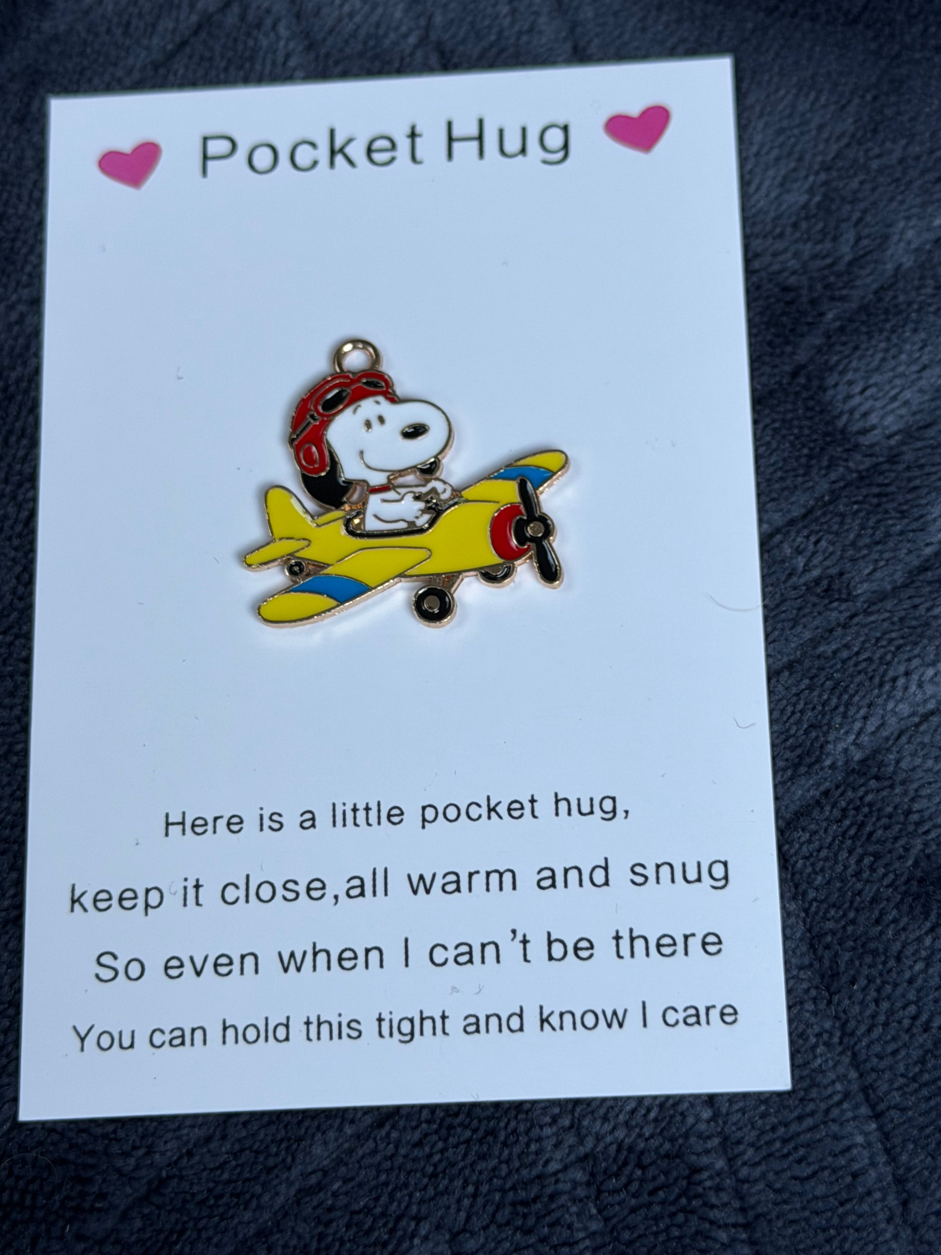 Cute snoopy travel flying plane pilot   charm pendant keyring attachment gift pocket hug card insert friendship