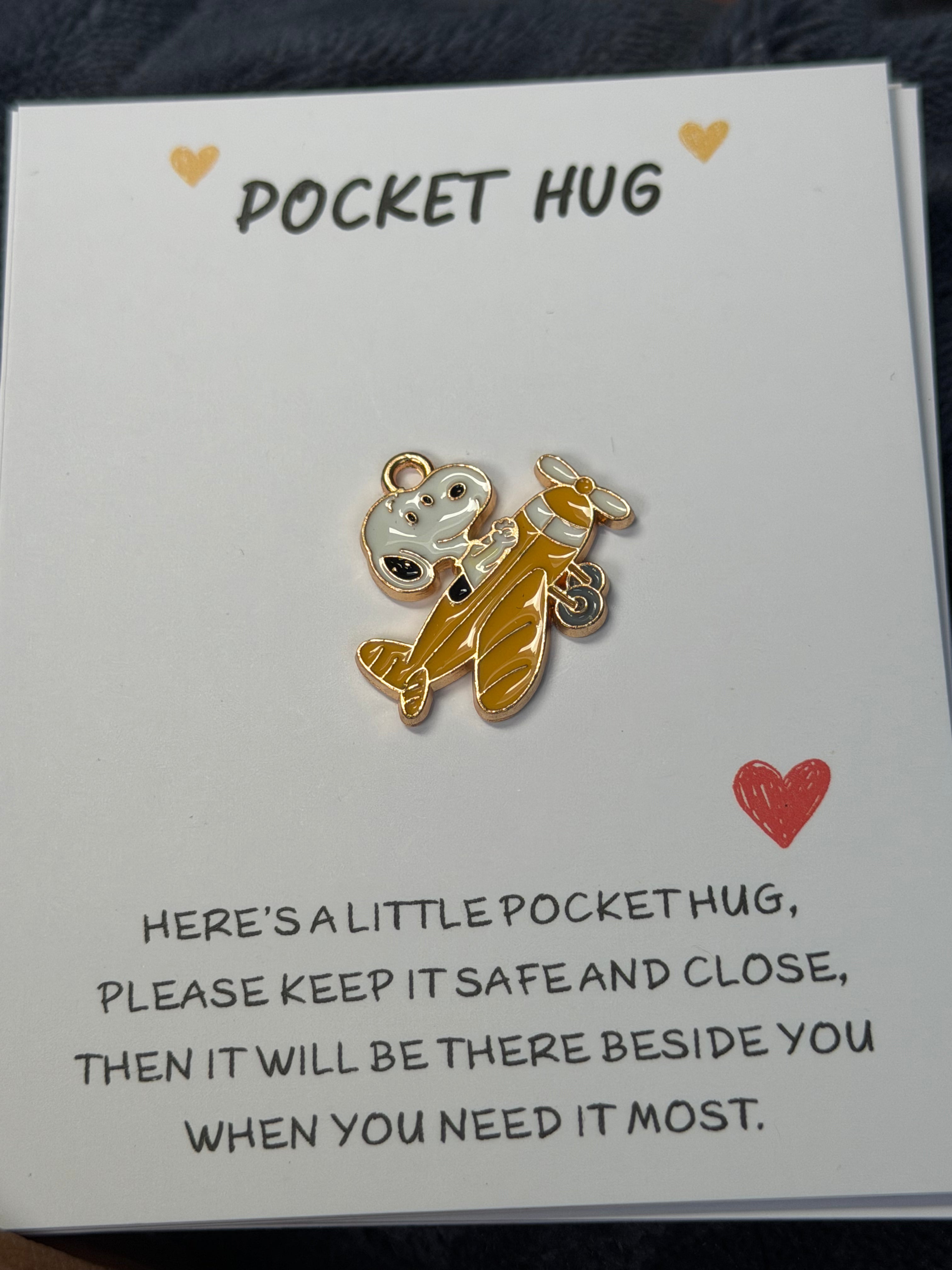 snoopy flying aeroplane charm pendant keyring attachment gift pocket hug card insert friendship