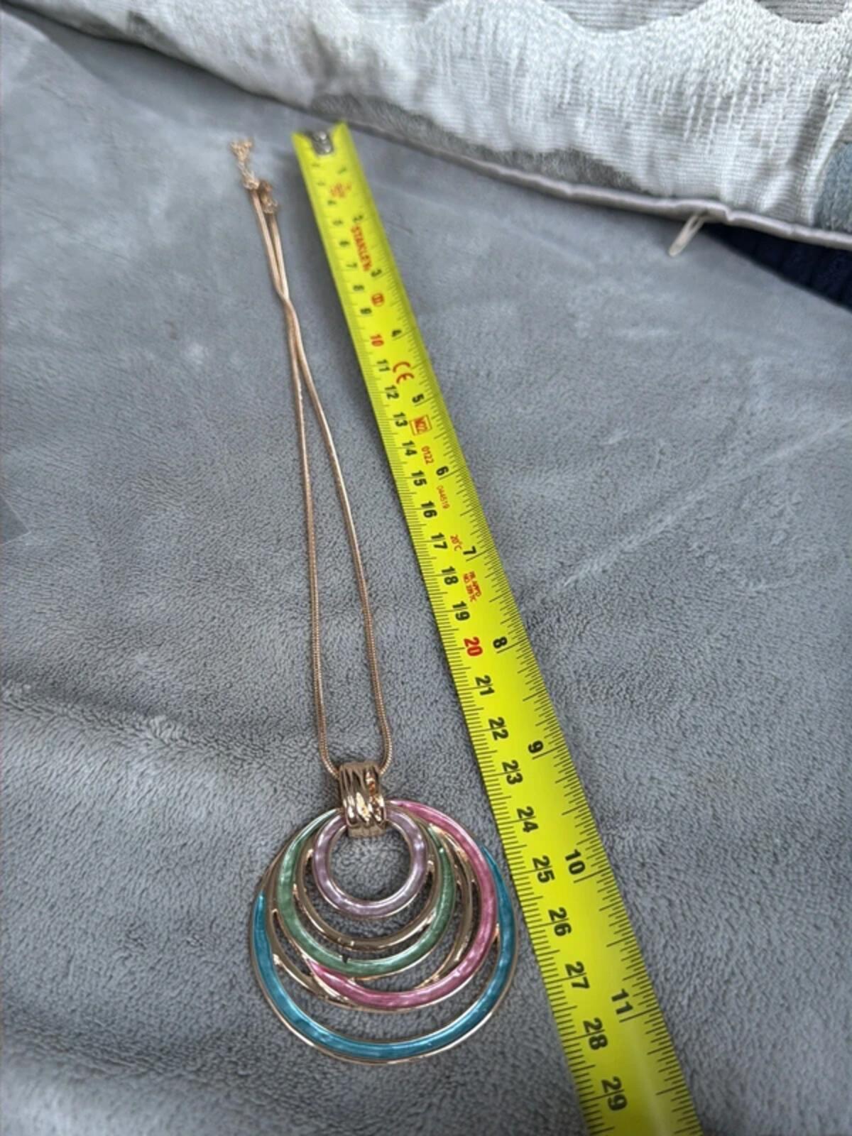 Pink colour vintage bohemian colour round circle pendant chic necklace gift
