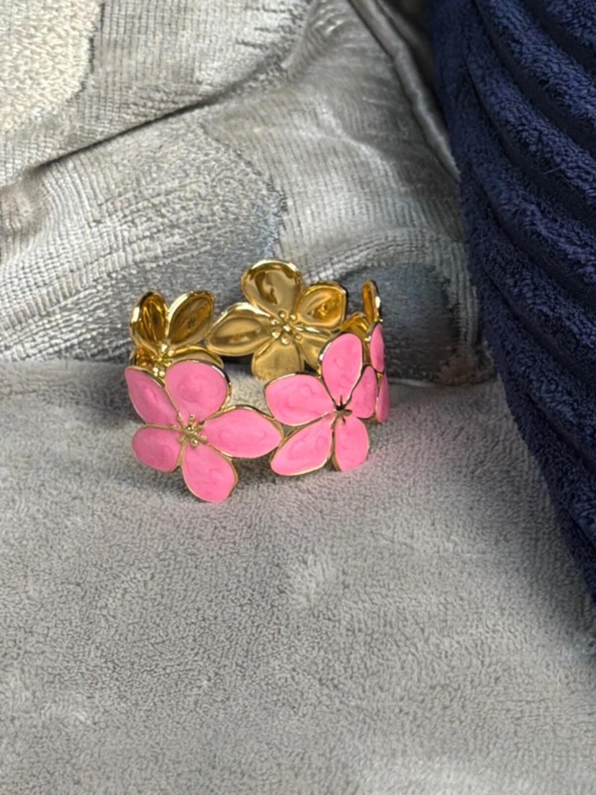 gold flower summer jewellery cuff bracelet bangle party wear holiday wedding evening wear bk947