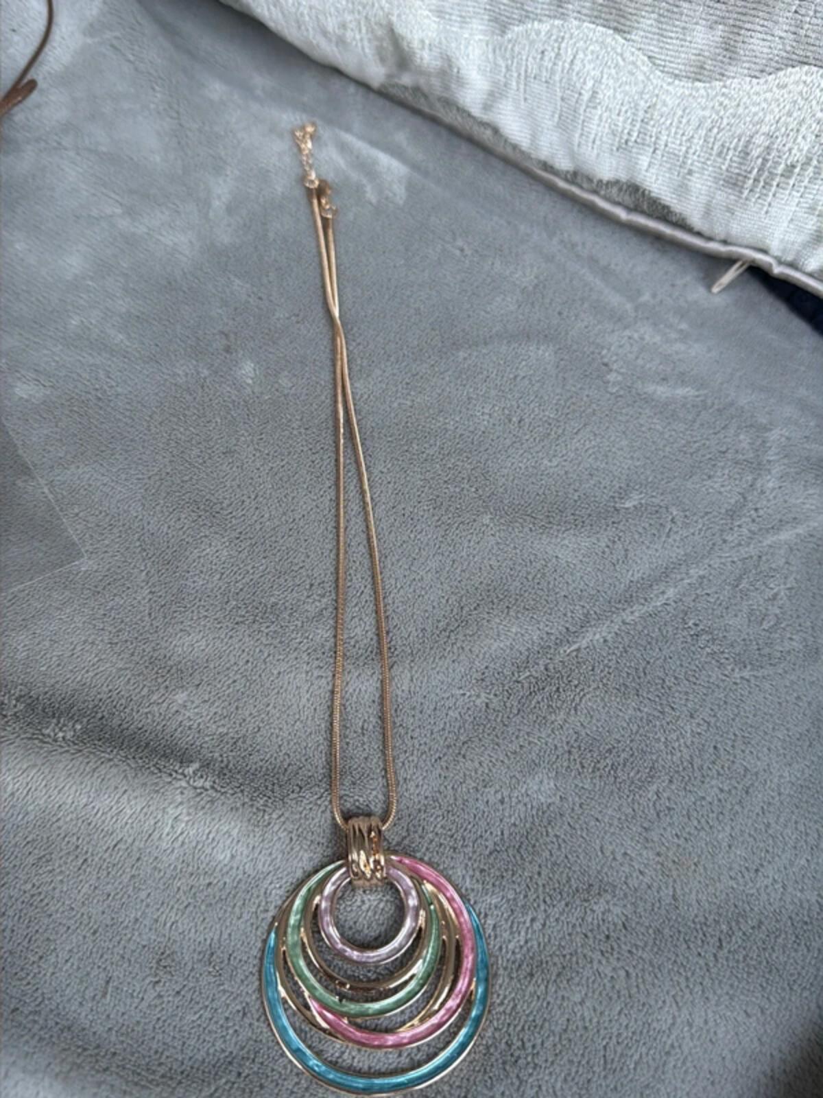Pink colour vintage bohemian colour round circle pendant chic necklace gift