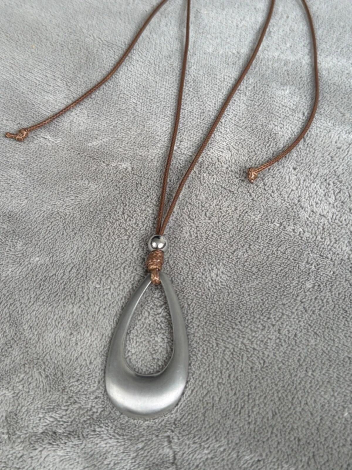 Adjustable silver colour   tear drop  pendant boho bohemian necklace rustic y2k bestseller