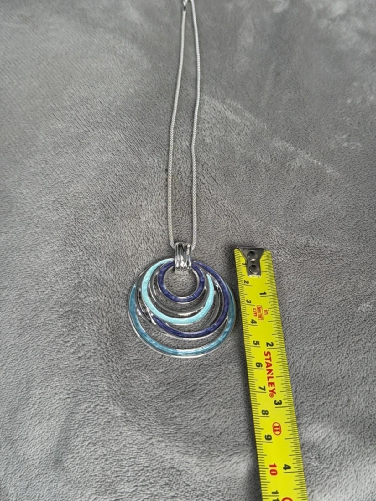 Blue silver gorgeous vintage bohemian colour round circle pendant chic necklace gift