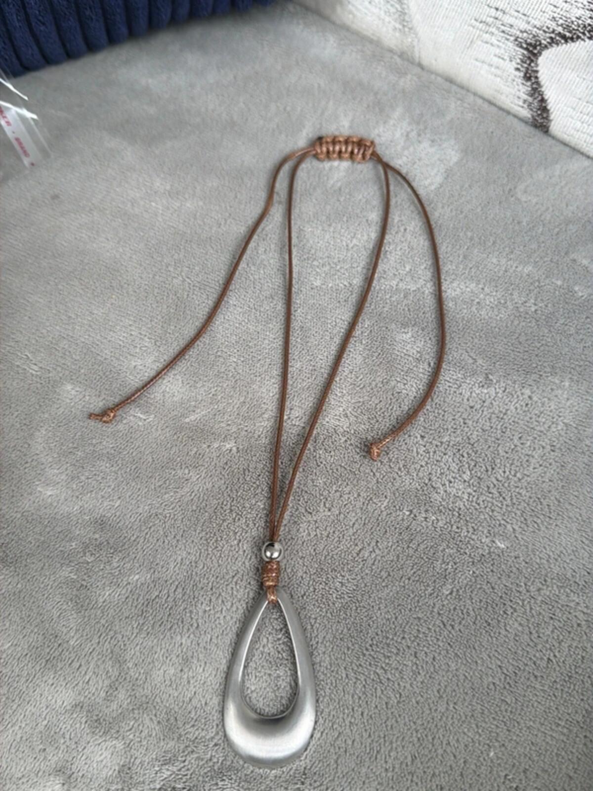 Adjustable silver colour   tear drop  pendant boho bohemian necklace rustic y2k bestseller
