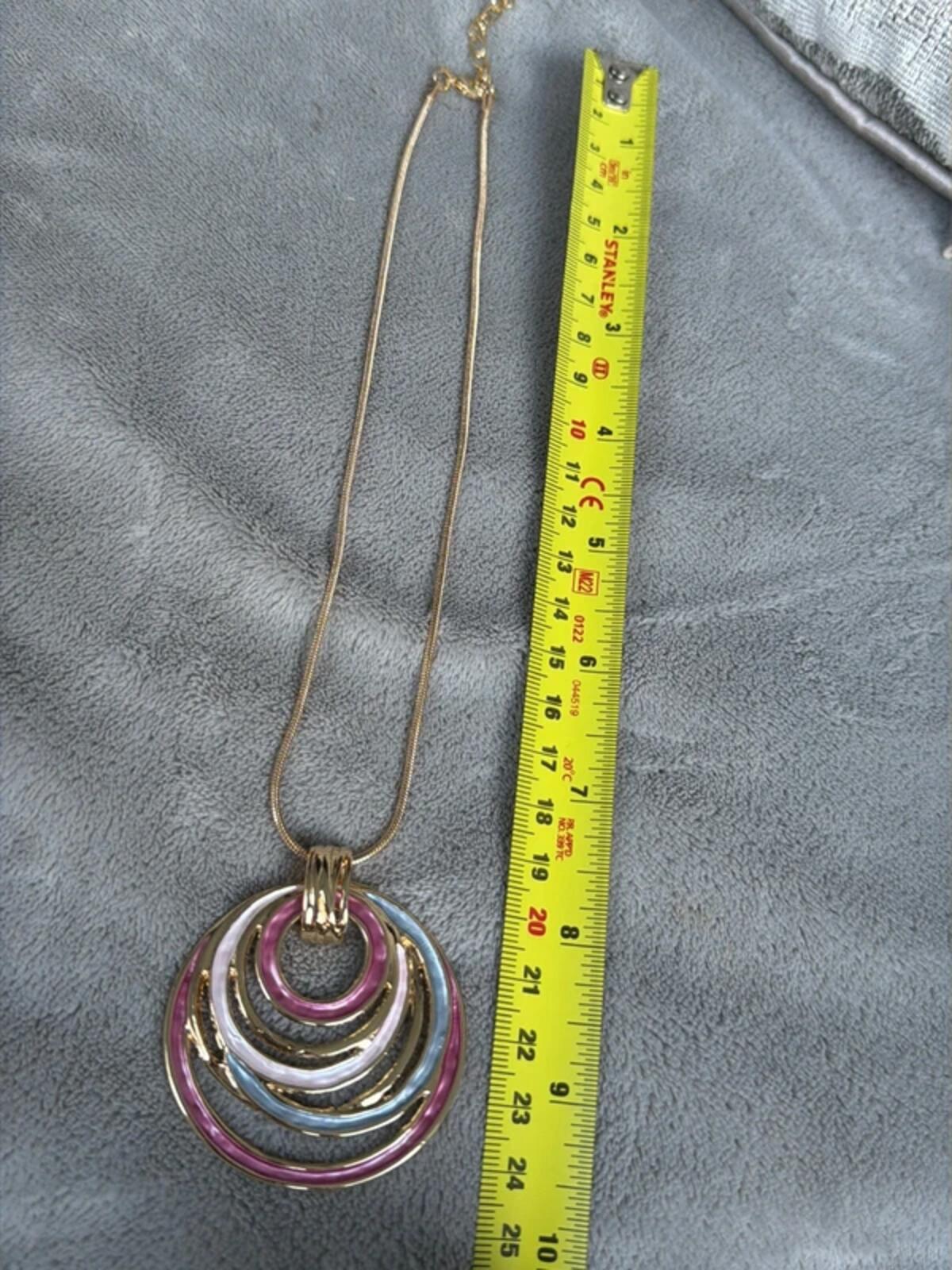 Rose pink gold y2k vintage bohemian colour round circle pendant chic necklace gift gorgeous